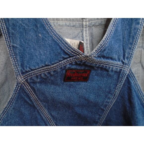 Five Brothers Carpenter Bib Overalls Mens 50x30 Blue Denim Workwear Carpenter - Picture 13 of 14